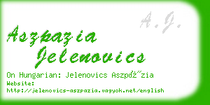 aszpazia jelenovics business card